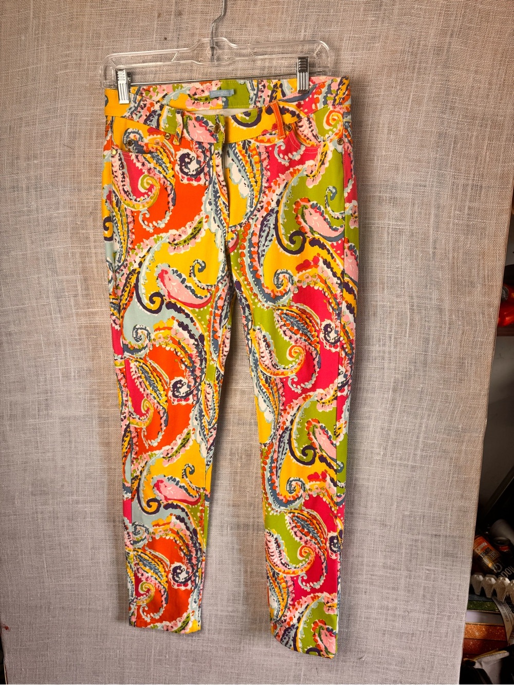 J. McLaughlin Multicolor Paisley Skinny Pants - Yellow, Orange, Pink, Green